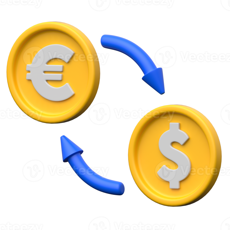 Currency Exchange 3D icon on transparent background png