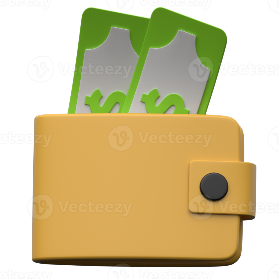 Wallet 3D icon on transparent background png
