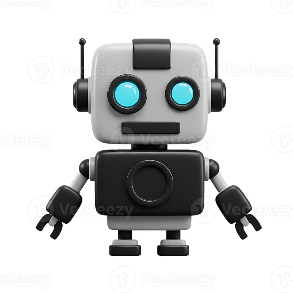 High quality 3D AI robot icon symbol transparent image ideal for artificial intelligence concept and smart tech use png