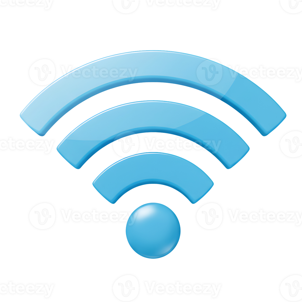 Creative 3D WiFi icon symbol transparent image for smart technology layouts web banners and infographics png