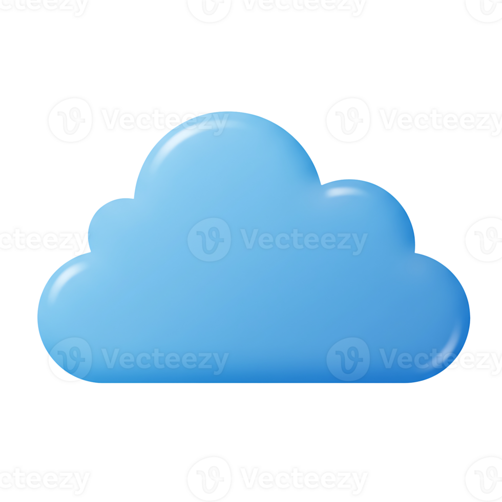 3D cloud computing symbol transparent image with glossy tech design for data storage UI and digital branding use png