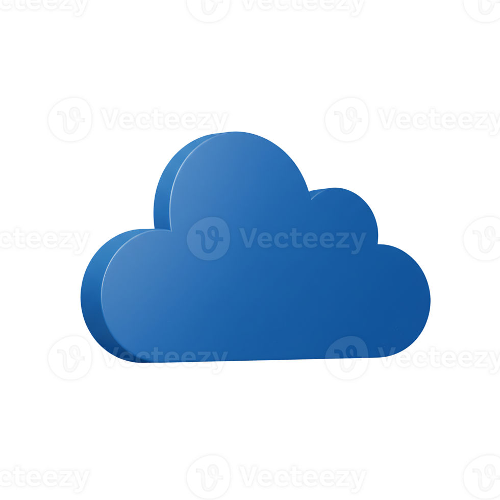 Modern 3D cloud computing symbol transparent image isolated for web design apps and smart network interface projects png
