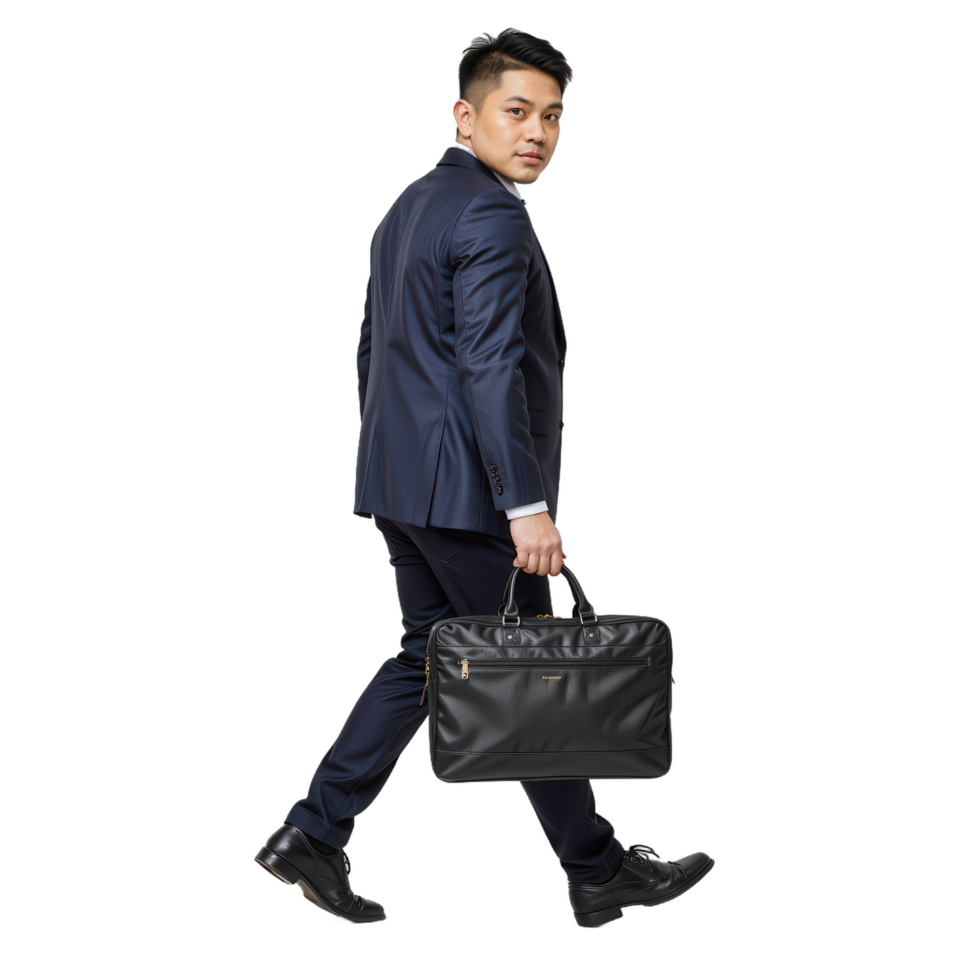 A man in a suit carrying a briefcase png