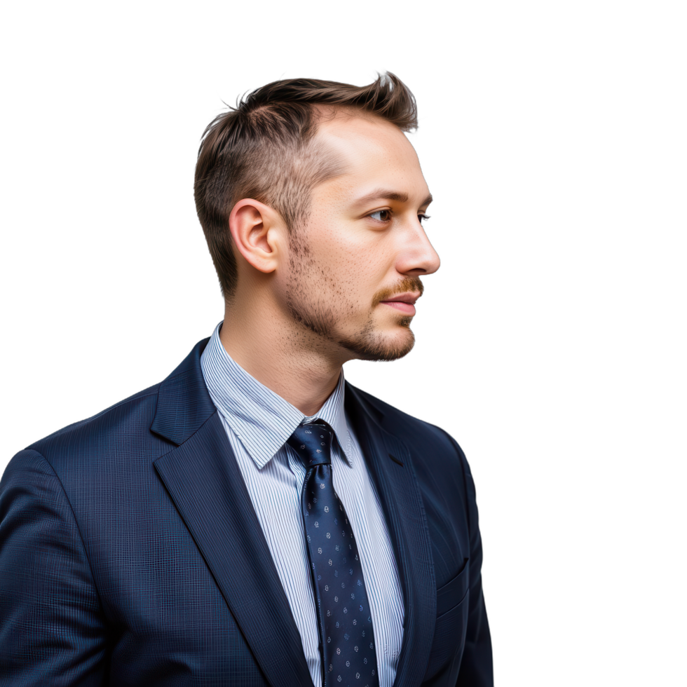 A man in a suit and tie looking away png