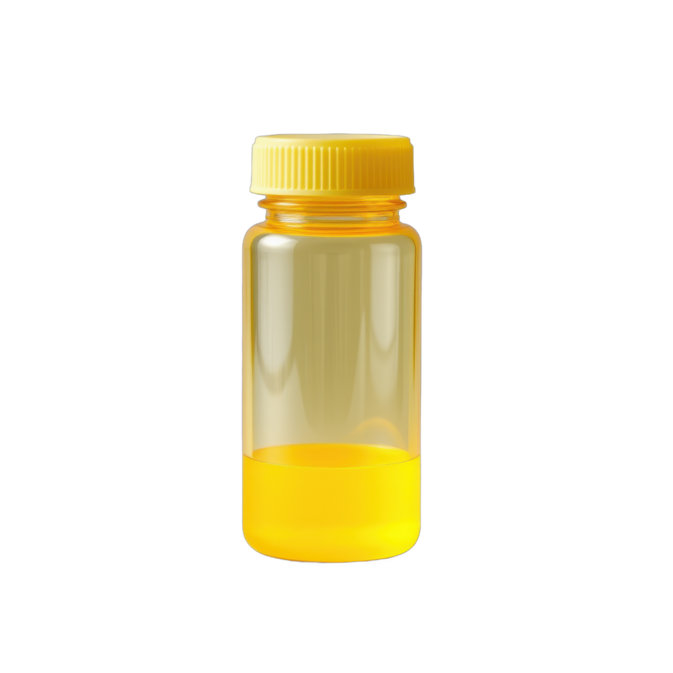 A yellow liquid bottle with a yellow cap png