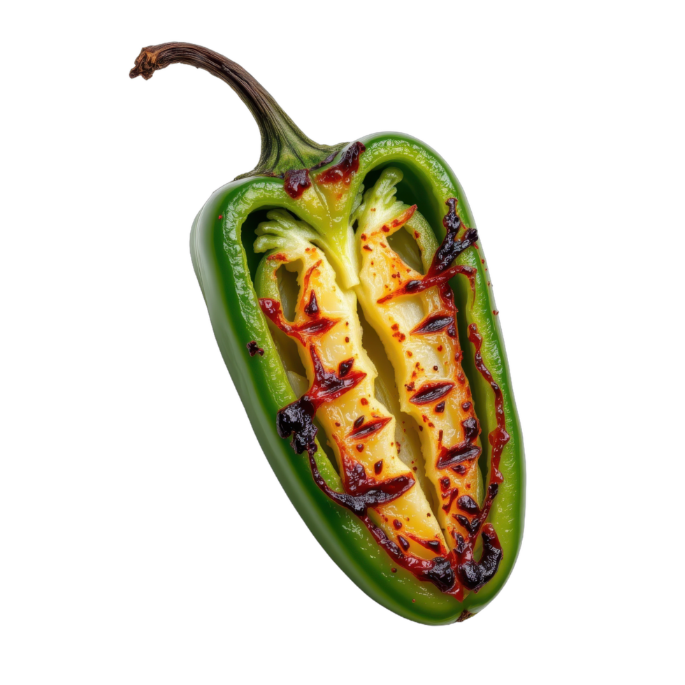 A green pepper with a grill on it png
