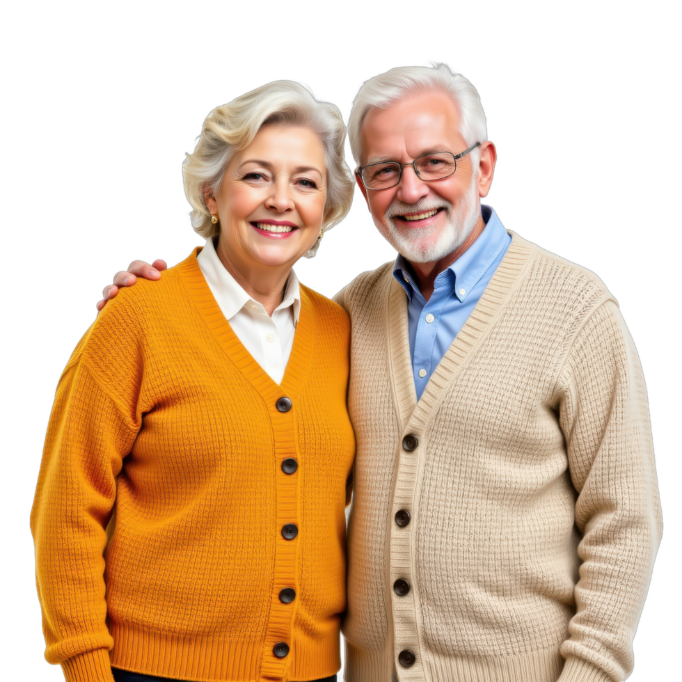 An older couple posing for a photo png