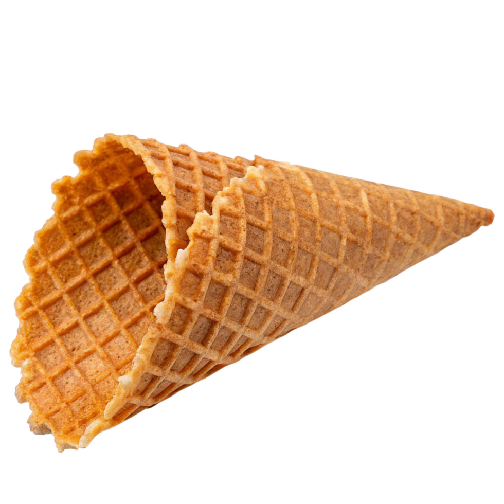an orange waffle cone on a transparent background png