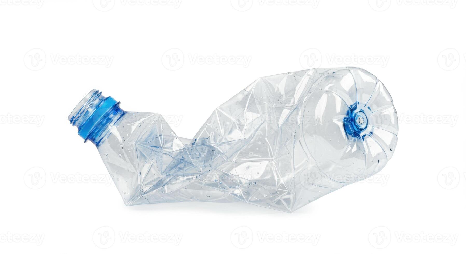 Crushed Plastic Water Bottle on White Background photo