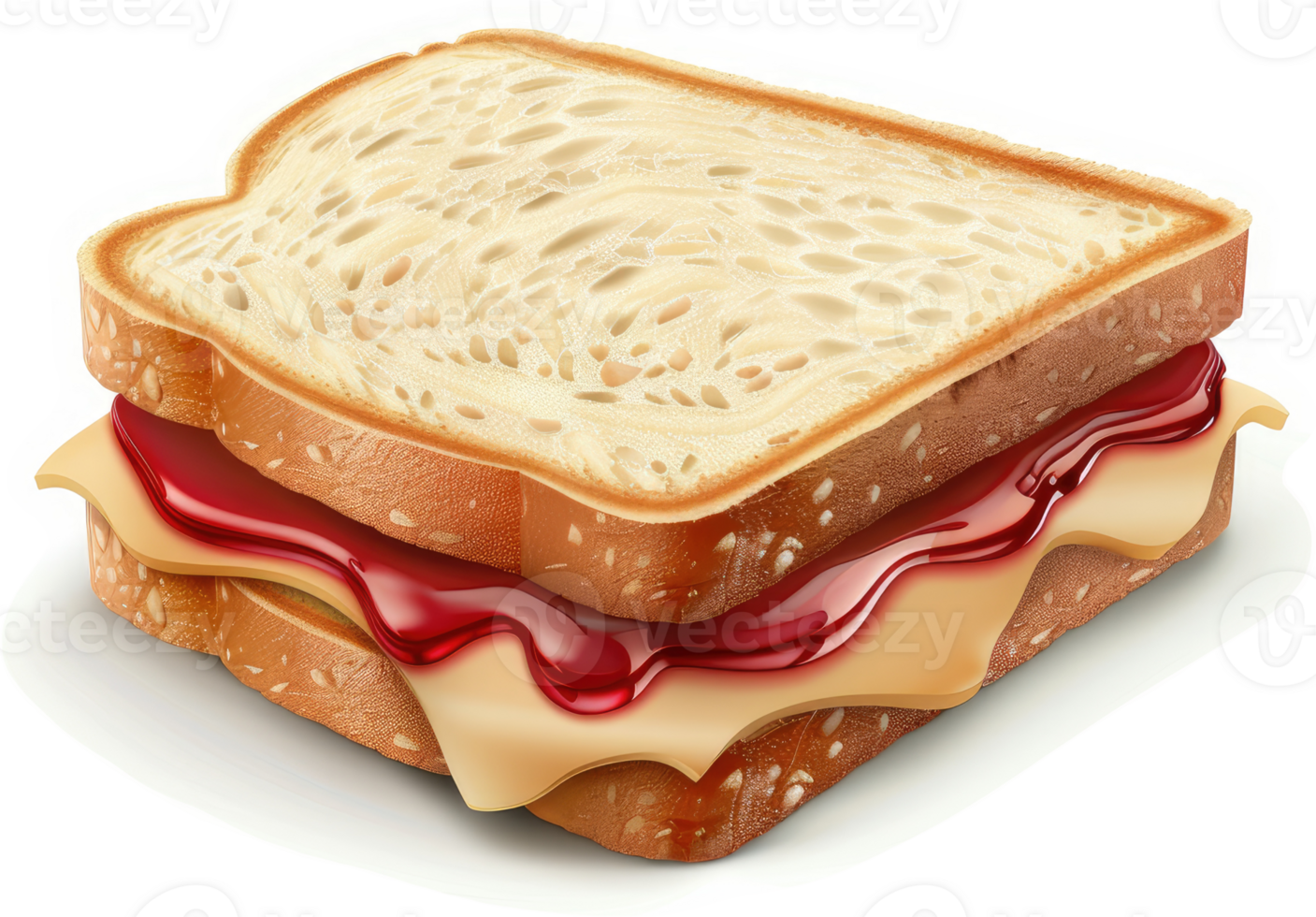 Delicious, gooey, peanut butter and jelly sandwich. png