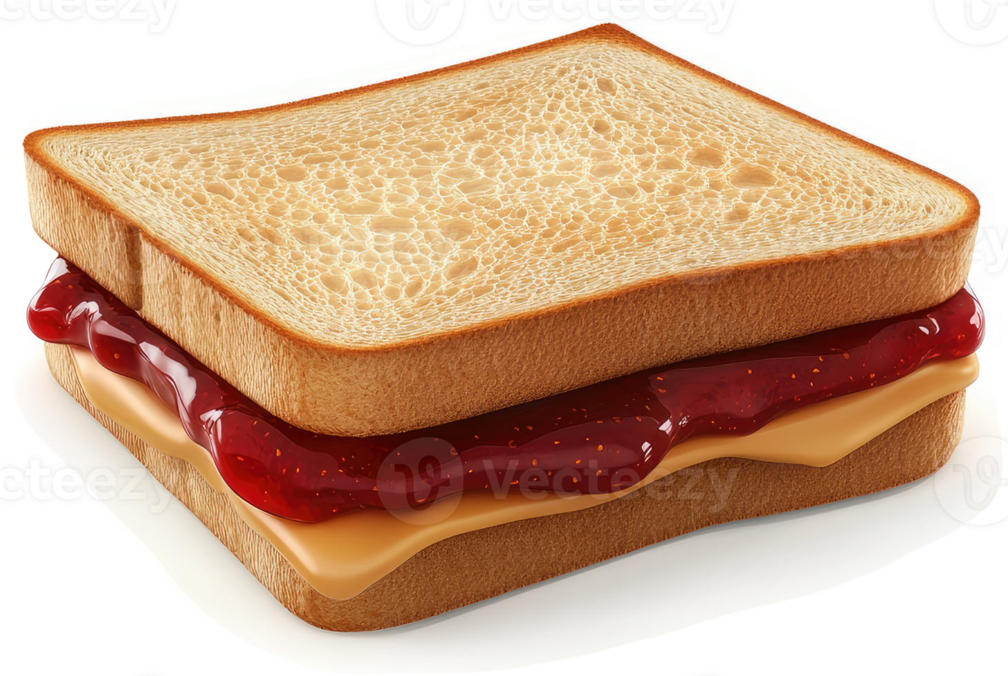 Delicious peanut butter and jelly sandwich, realistically depicted. png