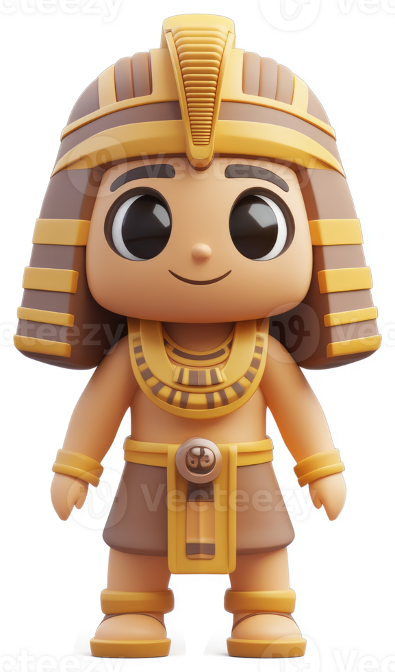 Smiling Egyptian child figurine in traditional attire. png
