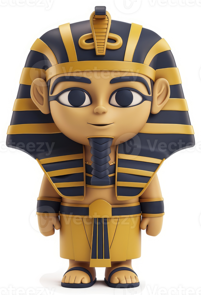 Cute stylized depiction of an ancient egyptian pharaoh. png