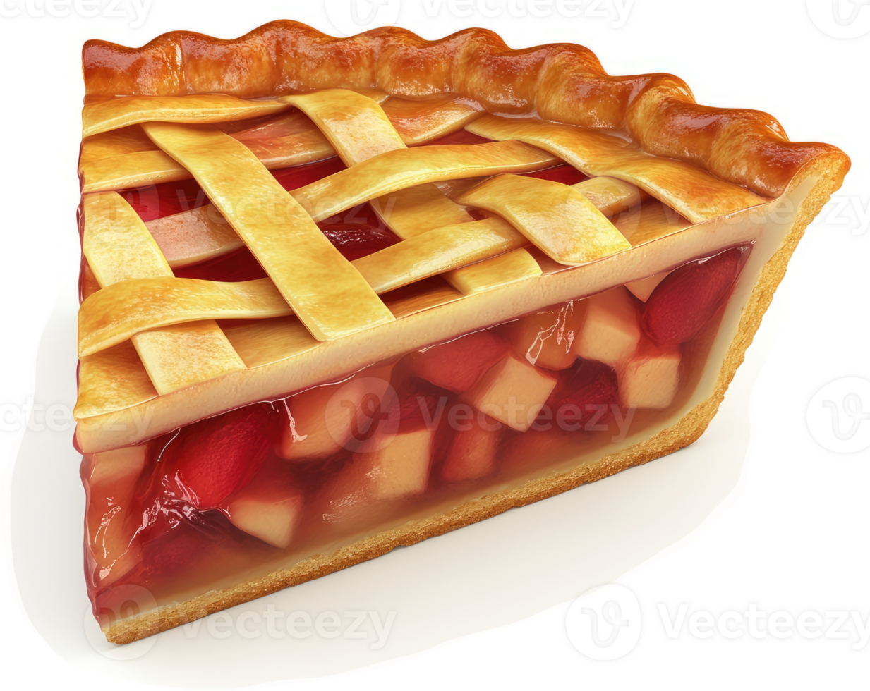 Delicious apple pie slice with lattice crust. png