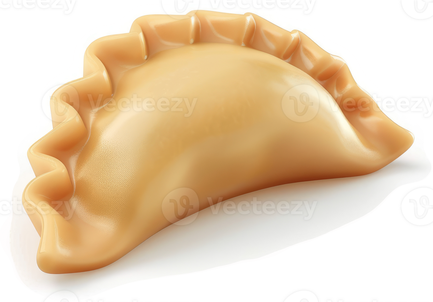 Single golden-brown pierogi, showcasing delicate pleats. png