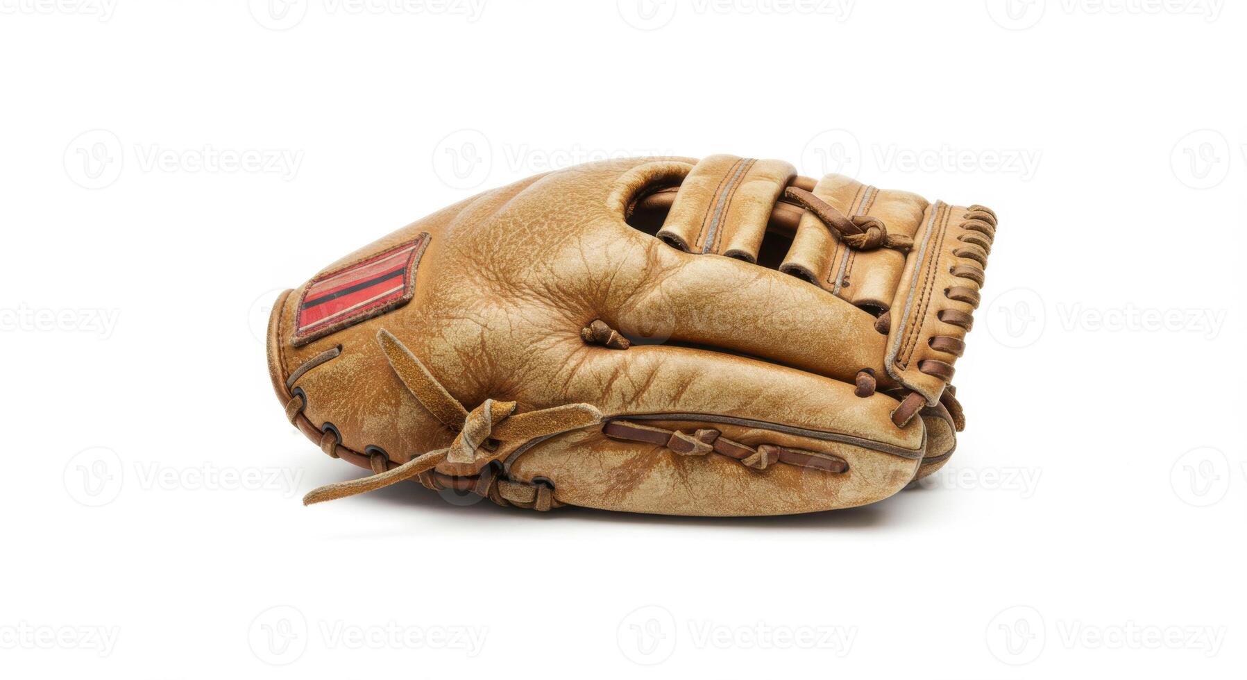 Vintage Leather Baseball Glove Isolated on White Background photo