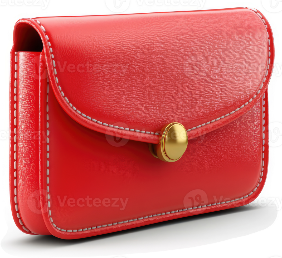 Red leather phone case, angled view, digitally rendered. png