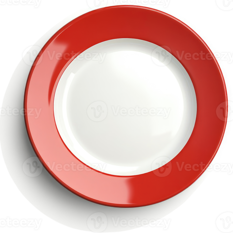 Red-rimmed plate with white center. png