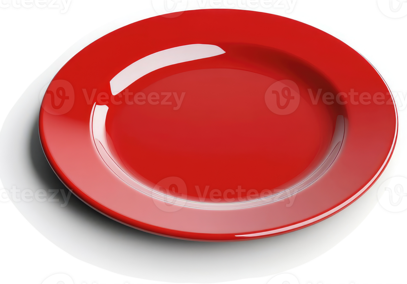 Glossy red dinner plate, simple and round. png