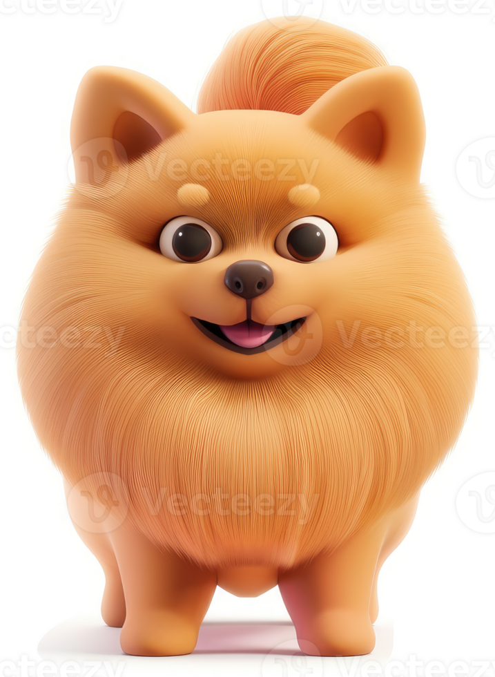 Cheerful, fluffy pomeranian digital rendering. png