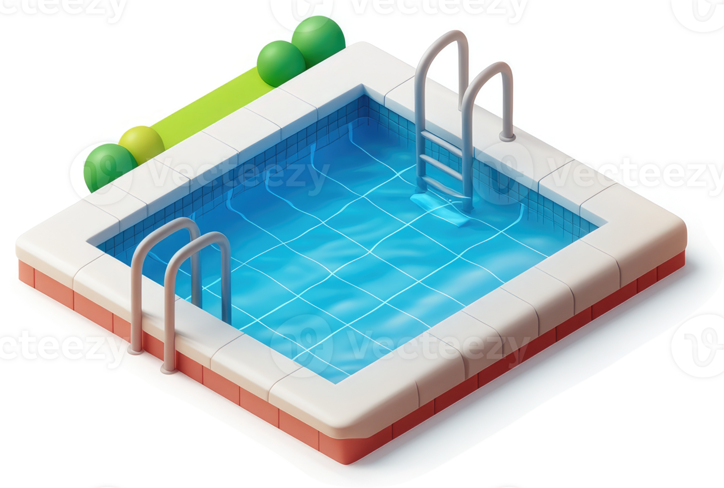 Isometric illustration of a small square swimming pool. png