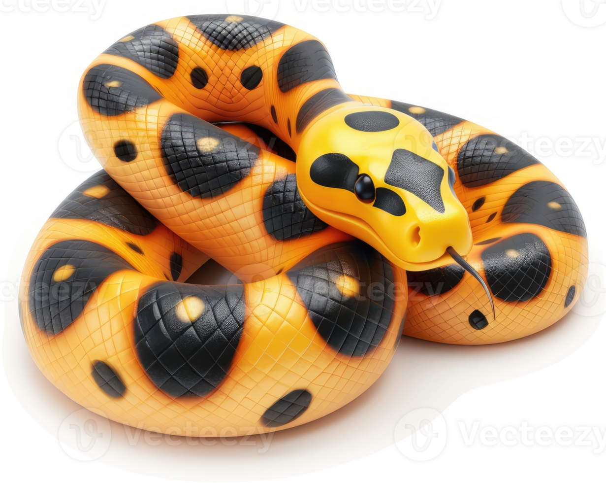 A curled, vibrant snake with black and yellow markings. png