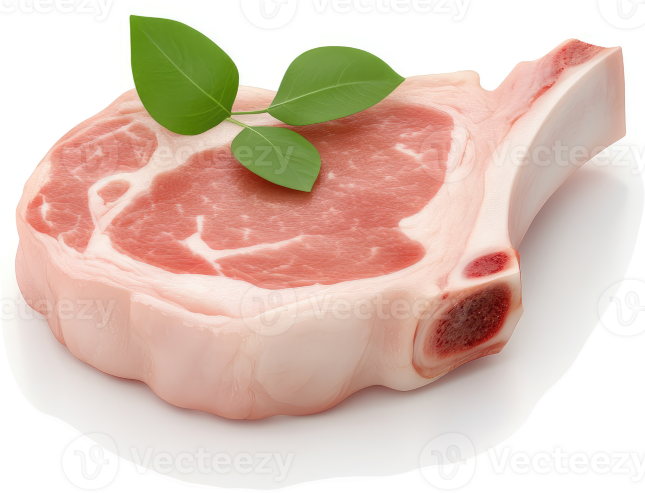 Fresh raw pork chop with fresh herbs. png
