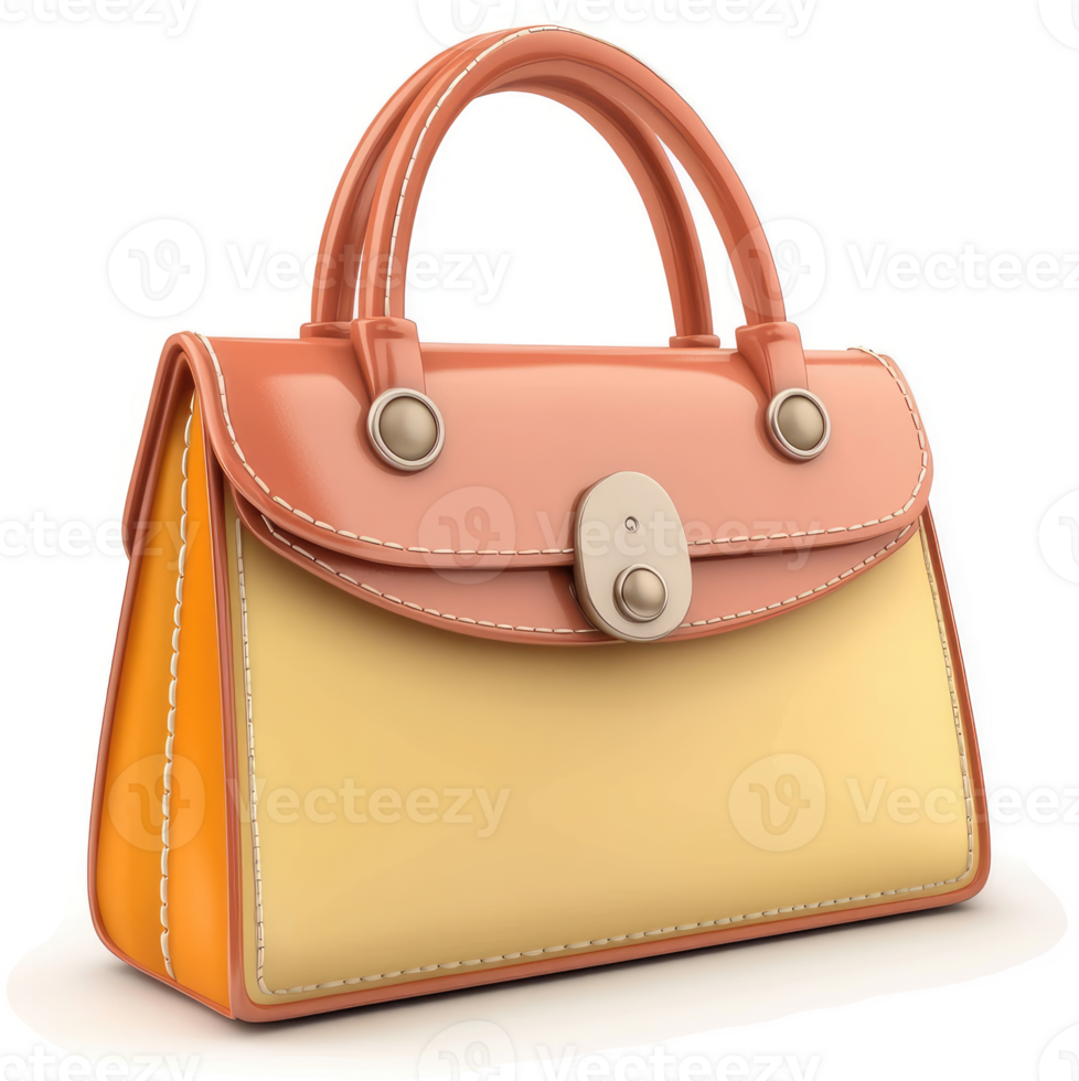 Three-dimensional rendering of a retro-style handbag. png