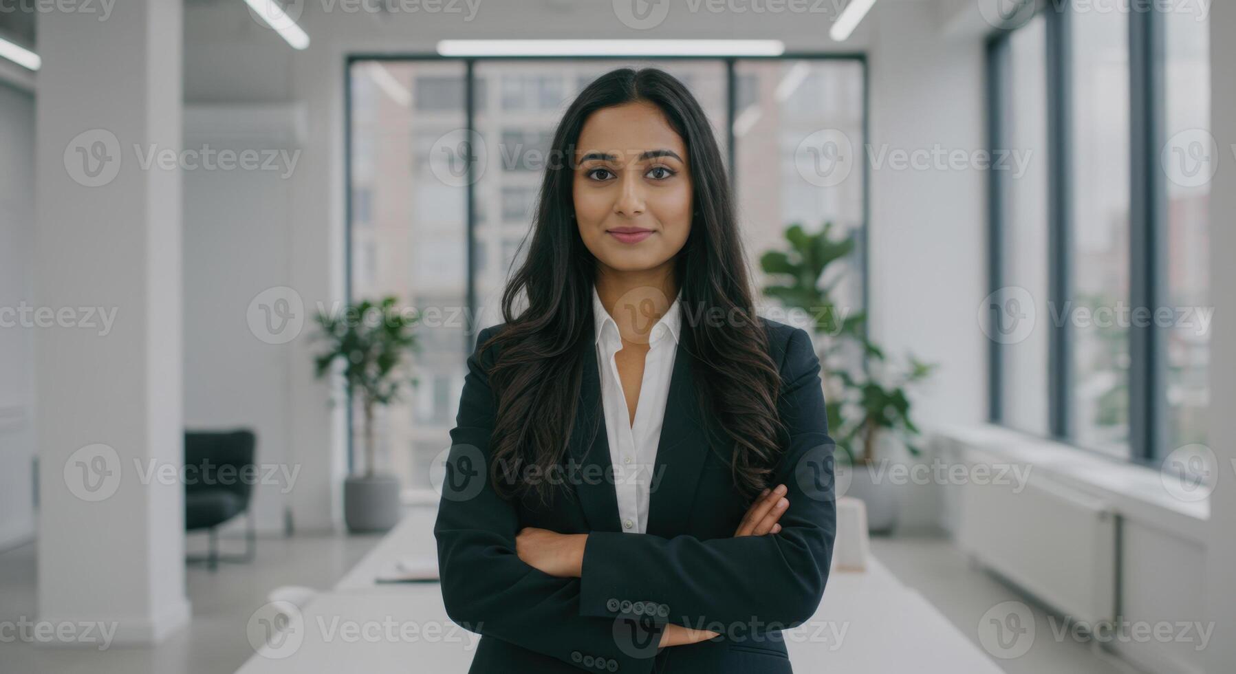 Confident Young South Asian Businesswoman in Modern Office Environment photo