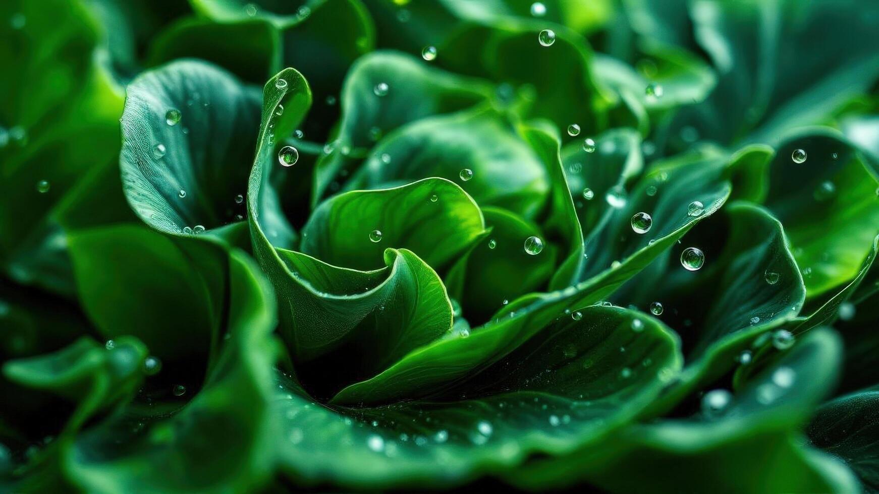 Captivating Green Leaf Macro Wallpaper With Natural Water Droplets Beauty photo