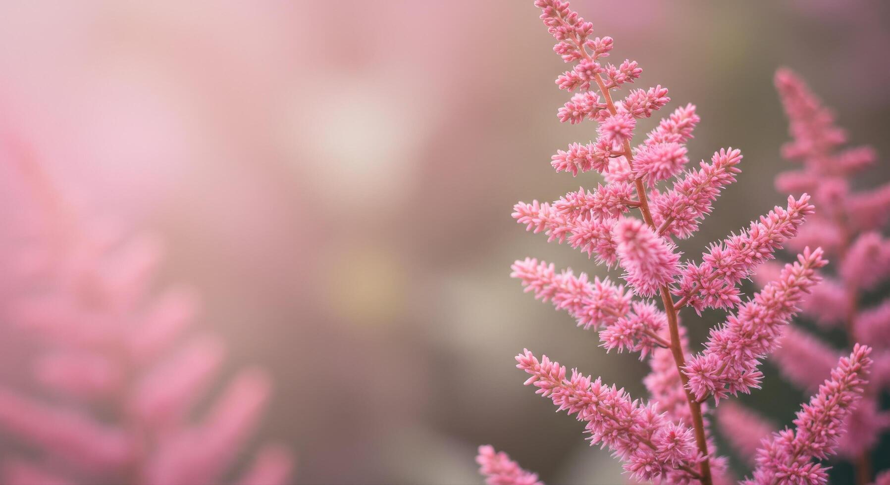 Pink Astilbe Flowers Blossoms on Nature Background Photo