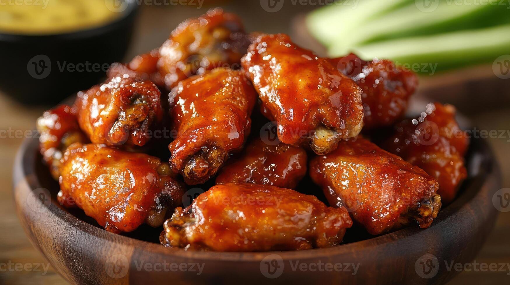 A plate of chicken wings with sauce photo