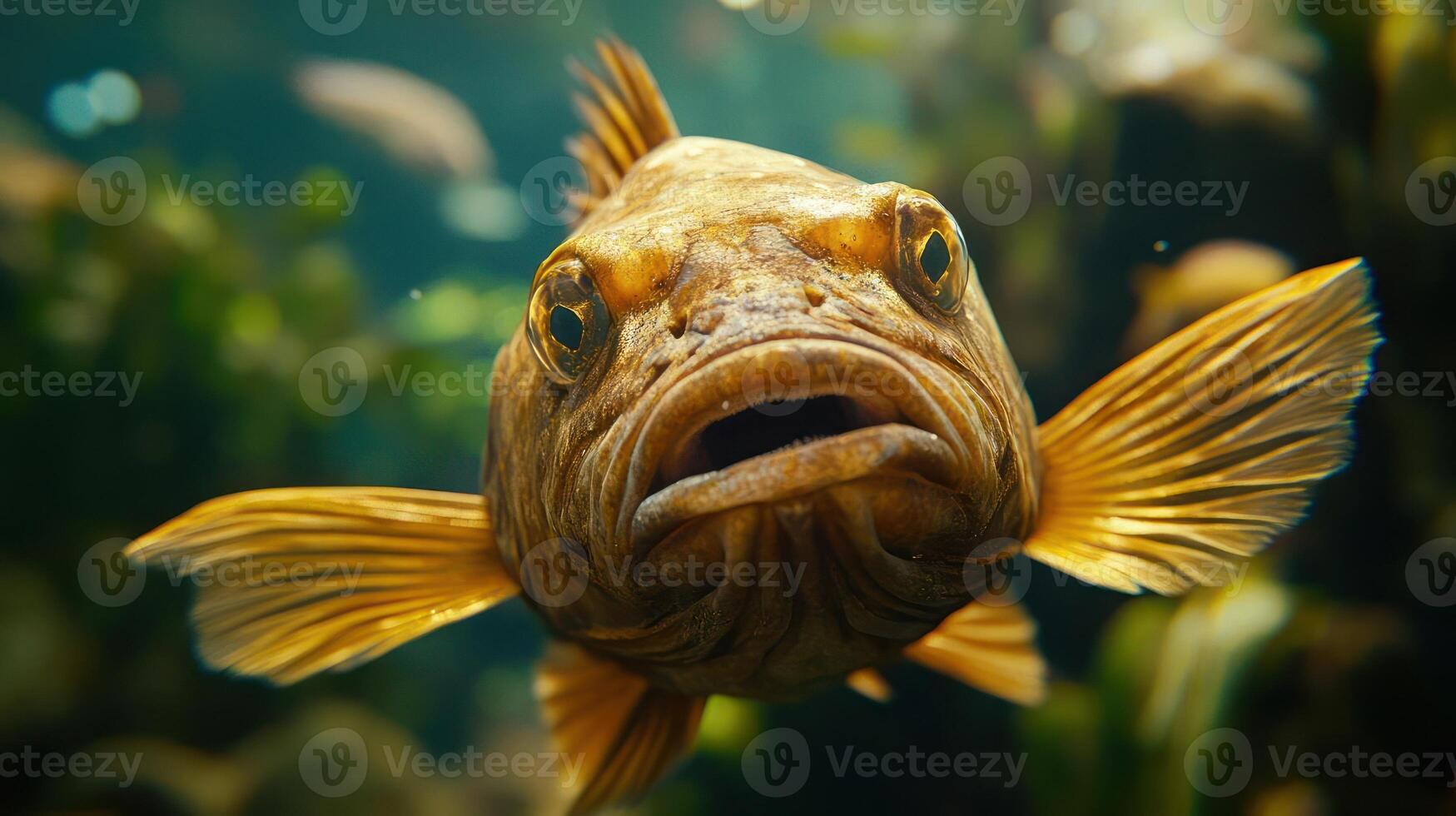 Close-up of a large fish with golden fins photo