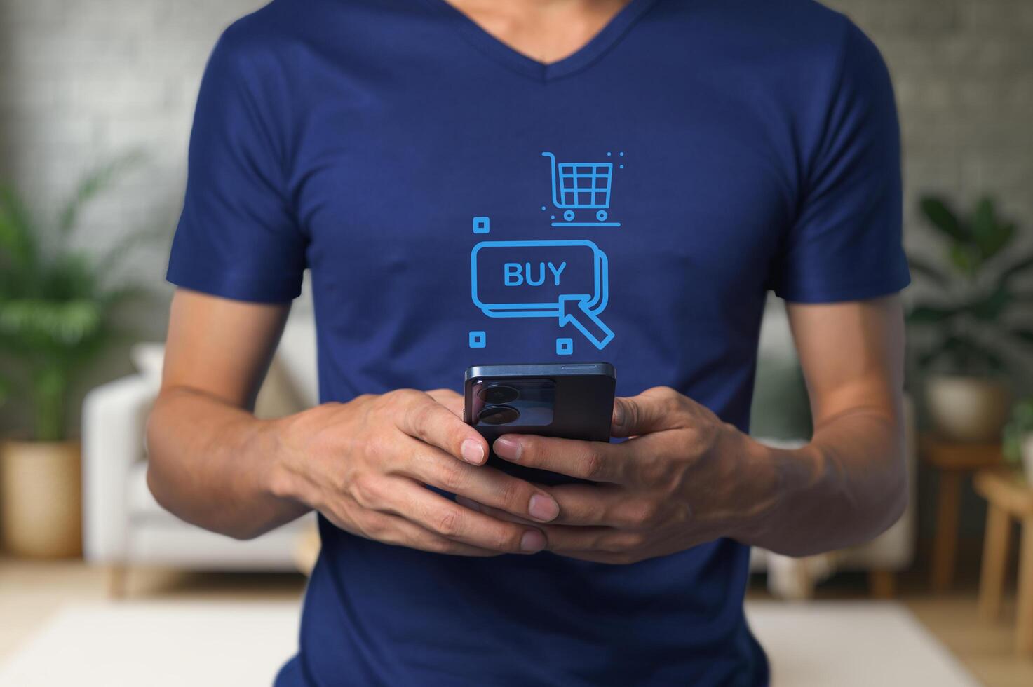 Online Shopping Experience with Mobile Device and Buy Button photo