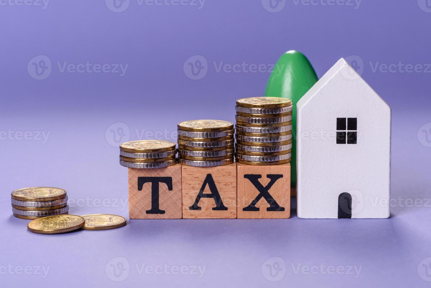 Tax on real estate, property or business. Mortgage finance payments photo