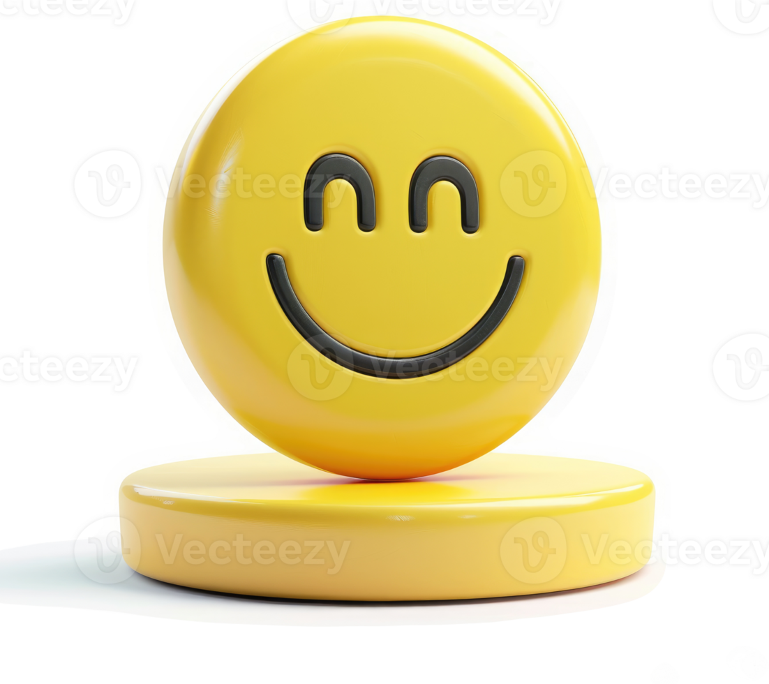 Smiling emoji icon on a yellow podium. png