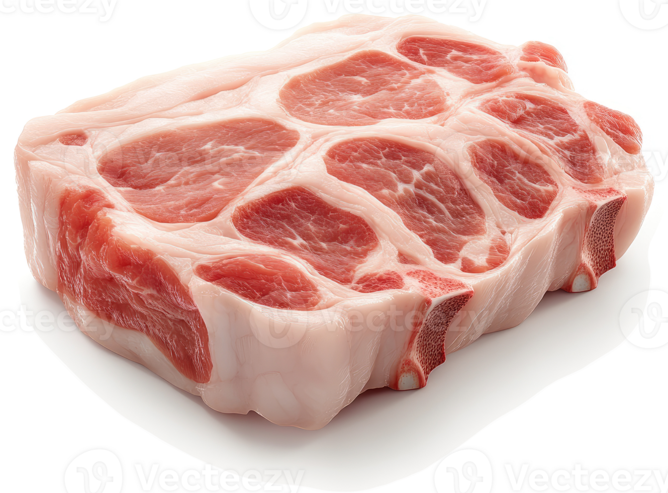 Raw pork loin chop, ready for preparation. png