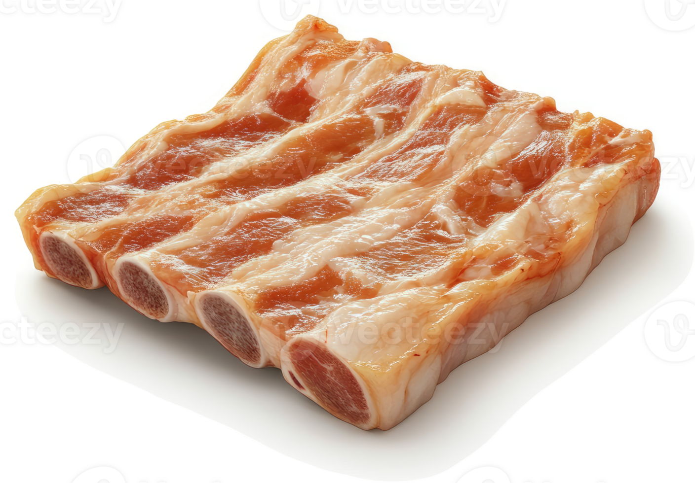 Close-up presentation of seasoned pork ribs, ready for cooking. png