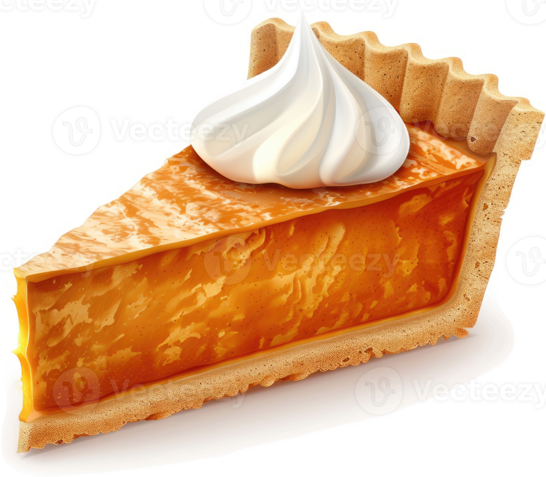 Delicious slice of pumpkin pie with whipped cream. png