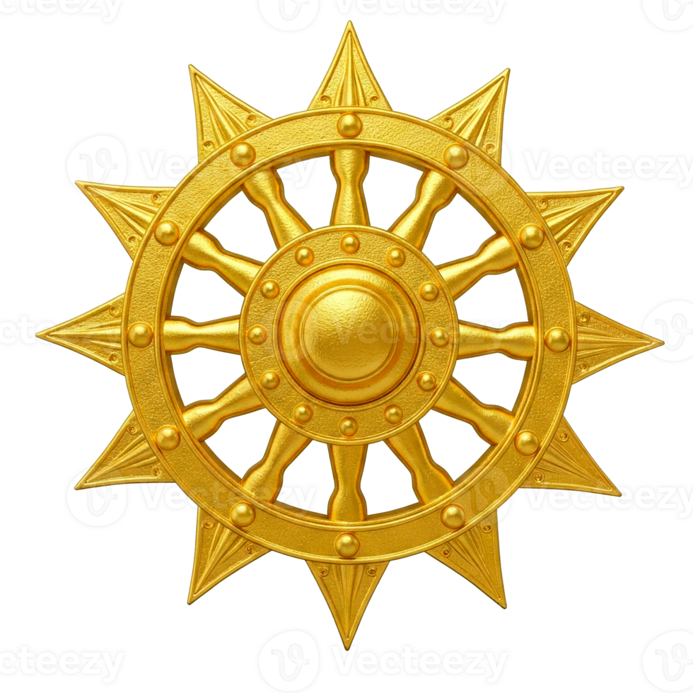 Golden Wheel of Dharma cut out png
