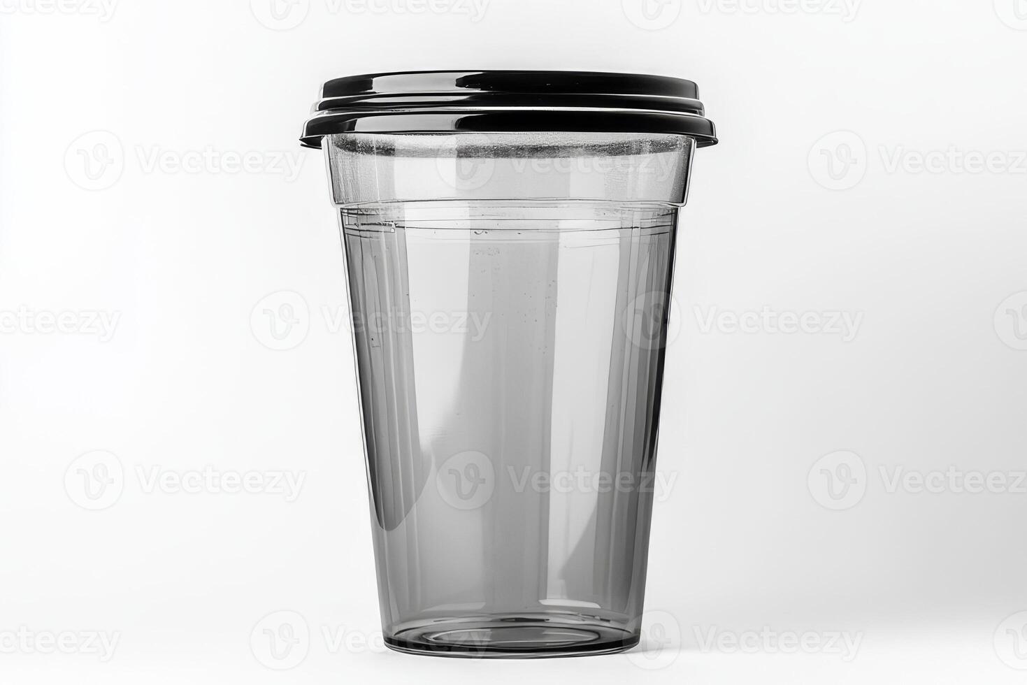 Empty Transparent Cup with Black Cap photo