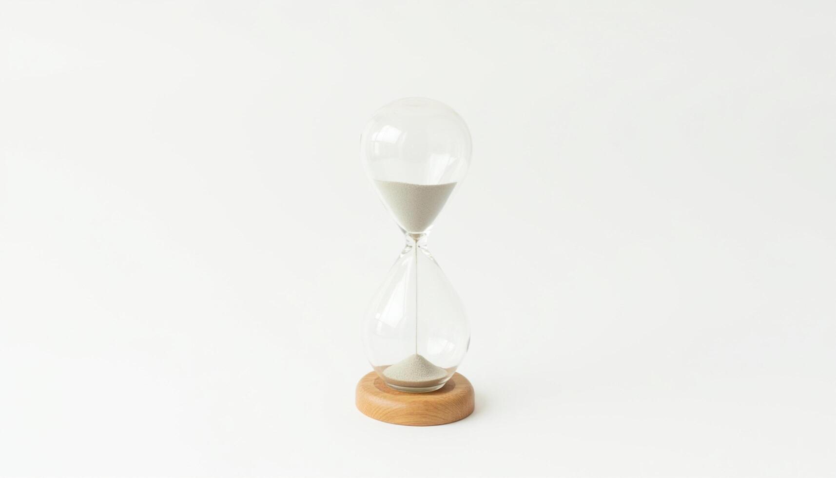 A decorative hourglass on wooden base symbolizes passage of time, adding elegance to any space photo