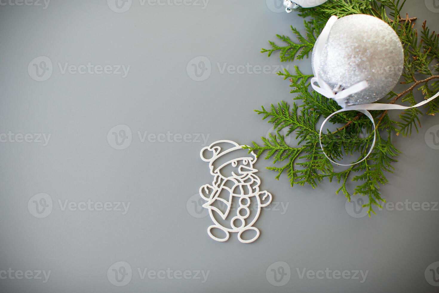 New Year background. Aesthetic winter scene with a Christmas tree toy and space for text photo