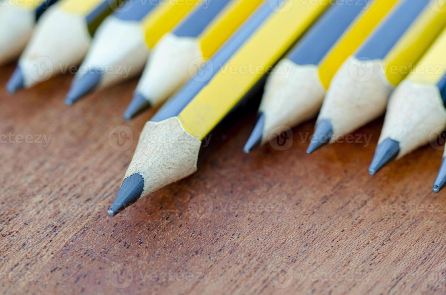 Close up view of pencil standing out representing Leadership with customizable space for text. photo