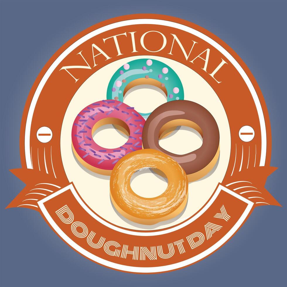 National Doughnut day sign and badge vector