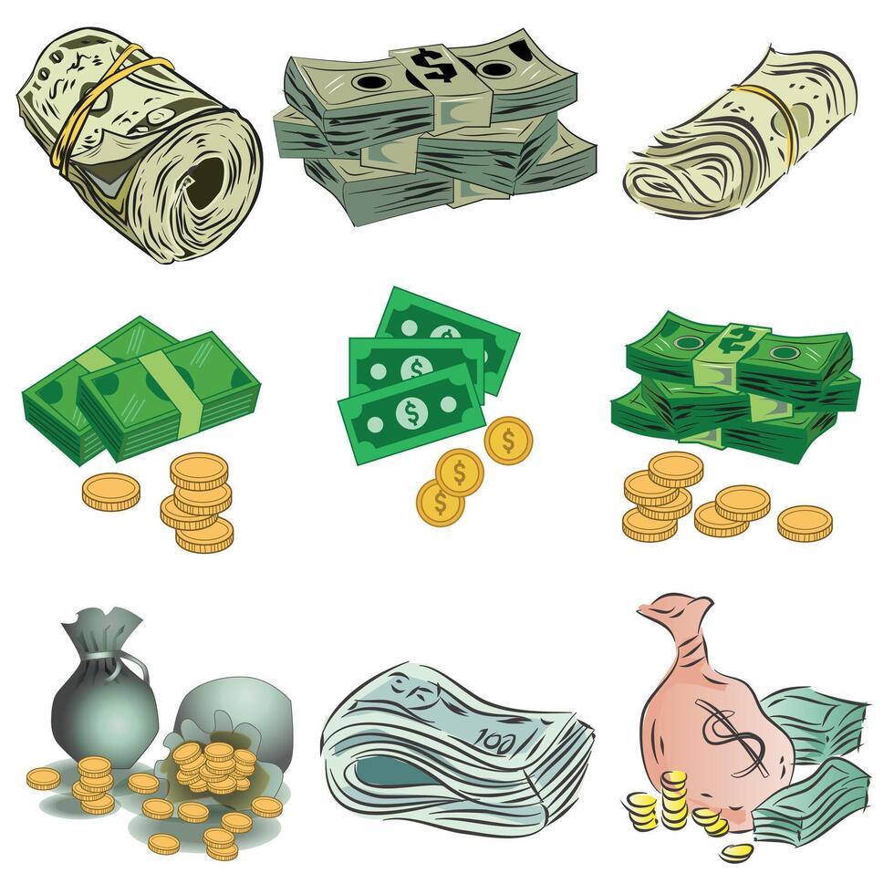 Money and Currency Set vector