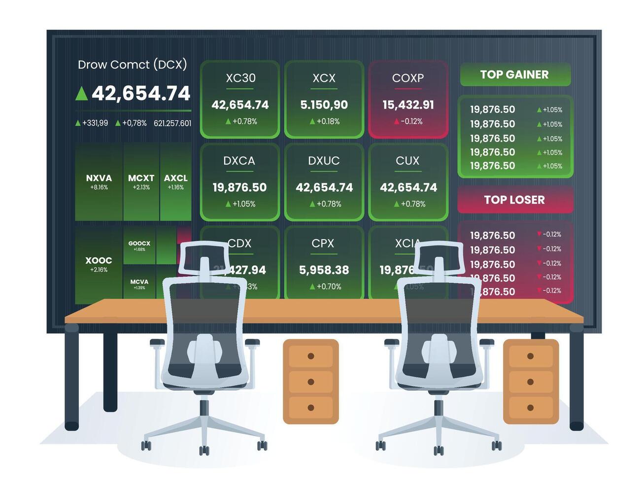 Stock Market Trading Office Financial Investment and Market Analysis vector
