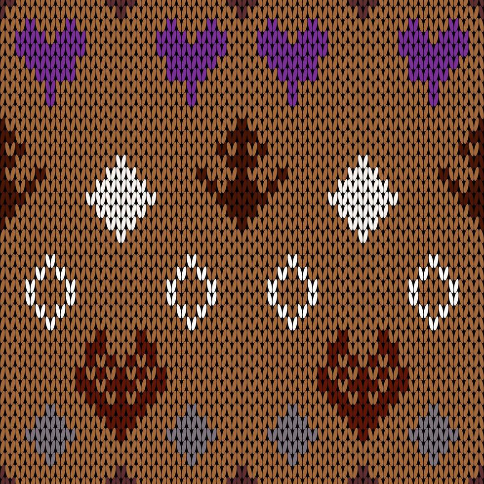 a knitted sweater pattern with purple and brown colors vector