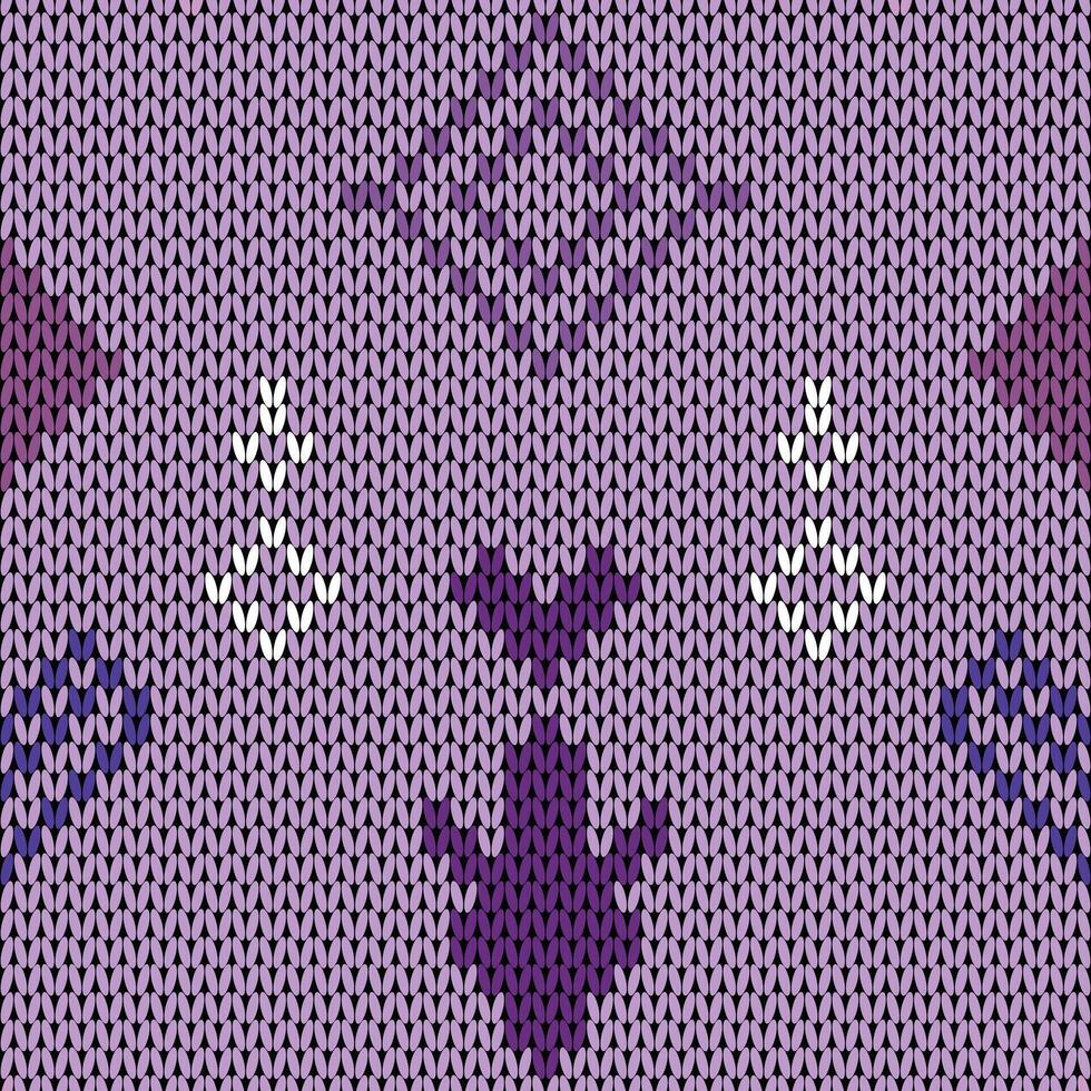 a purple knitted pattern with a geometric design vector