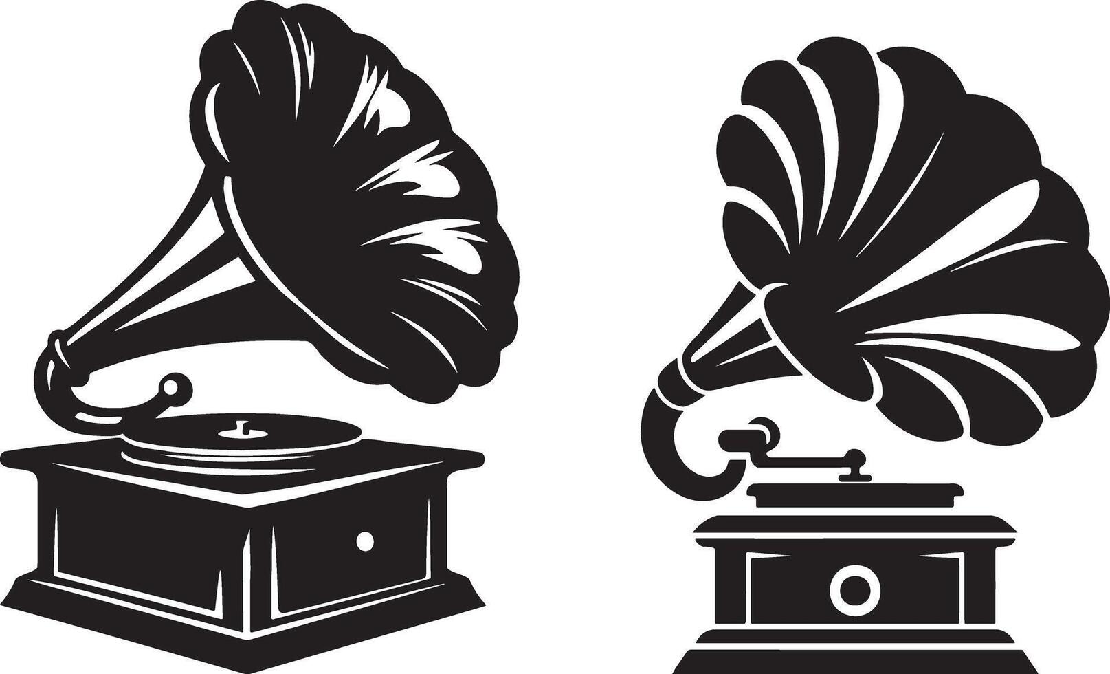 Gramophone Sketch Drawing. vector